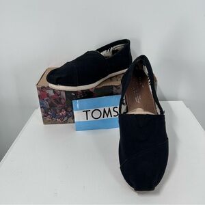 Toms Black Canvas Slip-On Flats